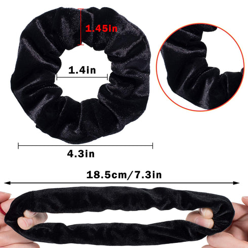 Whaline 12 Pieces Velvet Hair Scrunchies, Soft Elastics Hair Ties (Black)