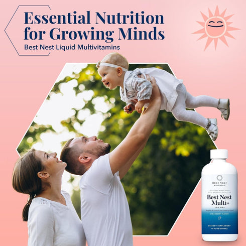 Best Nest Wellness Kids Liquid Multivitamin, Methylated Vitamins, Vegan, Gluten-Free, Strawberry Flavor, 16oz