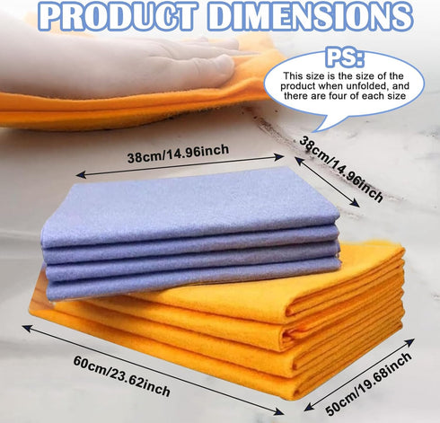 Wshxjzyay Shammy, Stains(8 Pack) Ultra-Absorbent Miracle Cleaning Super Absorbent Cleaning Cloth Multi-Purpose