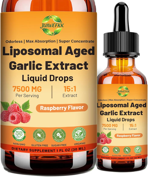 JUIWEFKK Aged Garlic Extract Liquid Drop 500 mg per Serving, 15:1 Extract, Odorless,
