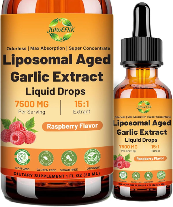 JUIWEFKK Aged Garlic Extract Liquid Drop 500 mg per Serving, 15:1 Extract, Odorless,