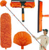 20+ Feet High Reach Duster Kit with 3-14 ft Extension Pole, Window Cleaning Kit with Squeegee, Cobweb Duster, and