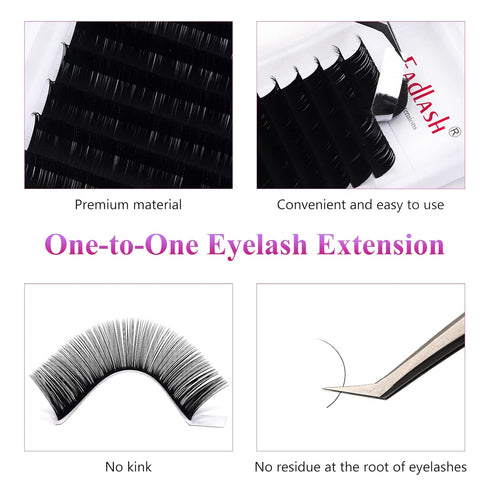 Lash Extensions Regular Volume Mixed Tray, 0.03 B Curl 8-14mm Premium Mink Silk Eyelash Extensions