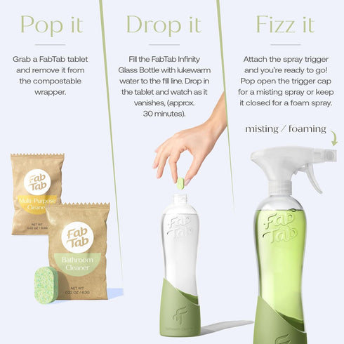 Multi-Purpose & Bathroom Cleaner Starter Kit, Natural Cleaning Products, All-Purpose Cleaner Tablets, Plant-Based, No