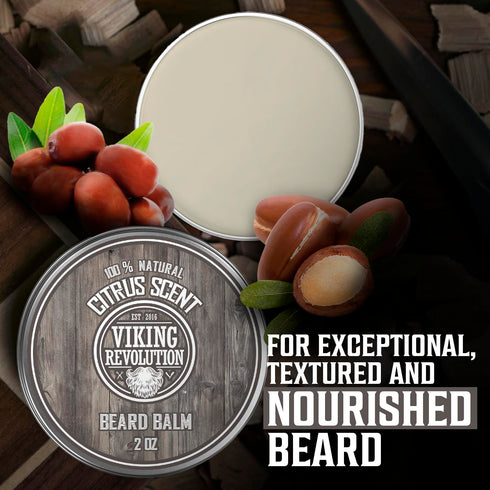 Viking Revolution Beard Balm, All Natural Grooming Treatment with Argan Oil & Mango Butter, 1 Pack