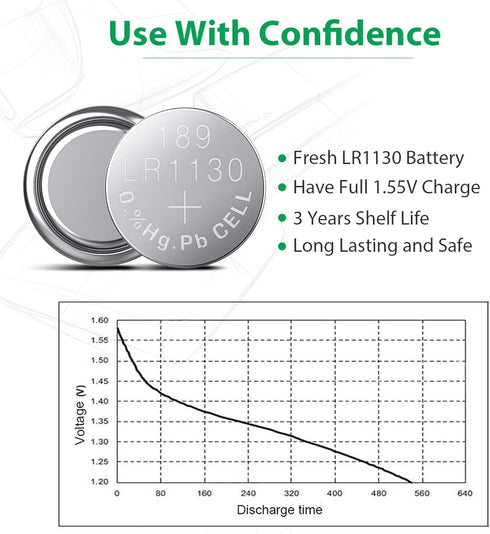 LiCB 20 Pack LR1130 AG10 1.5V Long-Lasting Alkaline Button Cell Batteries