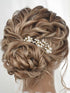 Heread Pearl Bride Hair Pins - Crystal Bridal Headpiece for Women & Girls (Pack of 3, Gold)