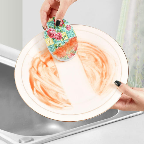 Kcldeci 3 Pack Kitchen Scrub Sponges: Non-Scratch Microfiber Sponge for Household Cleaning Dishes, Pots, and Pans