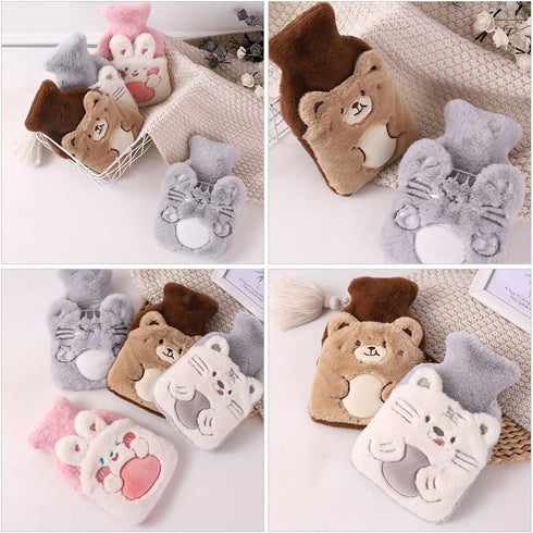 NUOBESTY Reusable Hot Water Bag with Plush Cover Cute Cartoon Leak Portable Warm Water Bottle for Comfort for Hands