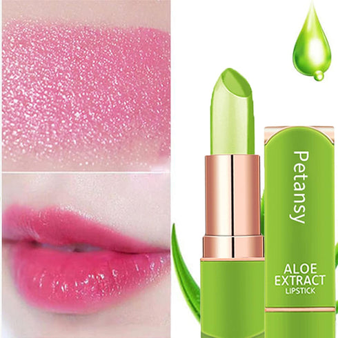Petansy 3 Packs Aloe Vera Lipstick, Long Lasting Moisturizing Lip Balm, Magic Temperature Color Change Lip Gloss Set