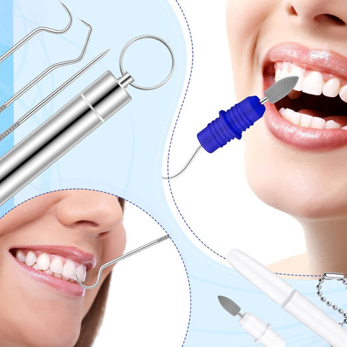 5 Pieces Dental Tools, Travel Dental Pick Metal Tooth Scraper, Professional Stainless Steel Teeth Cleaning Tools