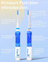 SEAGO Kids Electric Toothbrush, 2 Mins Brushing Timer, 4 Replacement Brush Heads, Blue Color for Ages 4-12