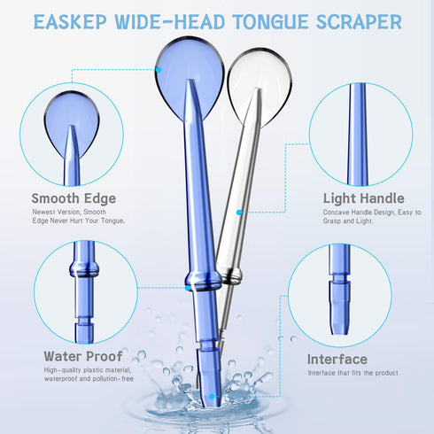 BOEEA Tongue Scraper Attachment Replacement for Waterpik Water Flosser, 3 PCS Tongue Cleaner Tips