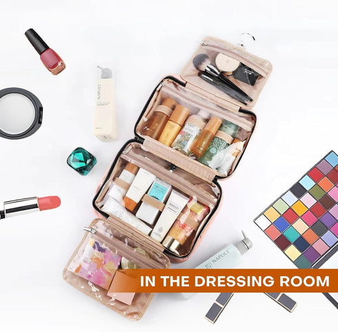Toiletry Bag Travel Bag with Hanging Hook, Water-Resistant Makeup Cosmetic Bag Organizer for Accessories, Full-Size Shampoo and Toiletries
