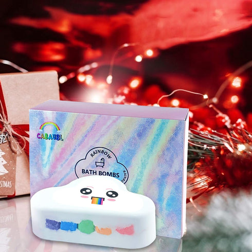 Rainbow Bath Bomb Gift Set, Organic & Natural Cloud SPA Bath Bombs for Aromatherapy Relaxation, Christmas Gifts