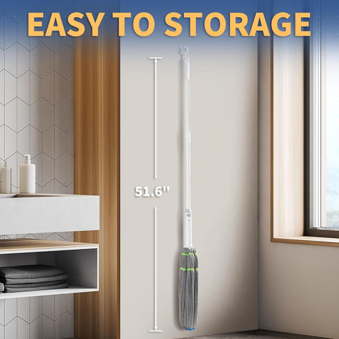BOOMJOY Self Wringing Mop for Floor Cleaning, Long Handled Twist Mop with 2 Microfiber Washable Heads