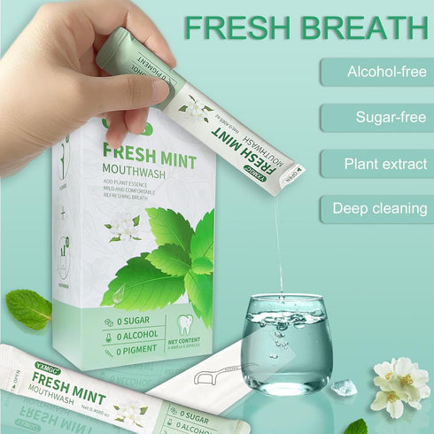 Travel Size Mouthwash Packets, Mini Mouthwash for Fresh Breath (Pack of 20)