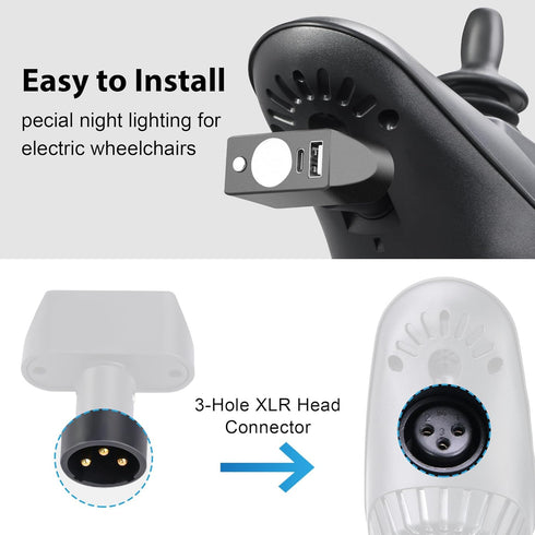 Accessories,3 Electric Wheelchair Led Light Power Wheelchair Pin XLR Head High Brightness Adjustable Angle, Night