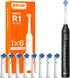 Bitvae R1 Rotating Electric Toothbrush: 8 Brush Heads, 60-Day Battery Life, 5 Modes, Black Rechargeable