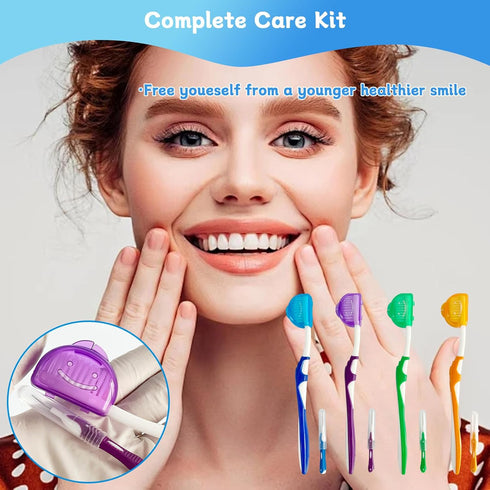 4-Pack Orthodontic Dental Care Kit, Includes Soft Bristle Toothbrushes and Braces-Friendly Flosser