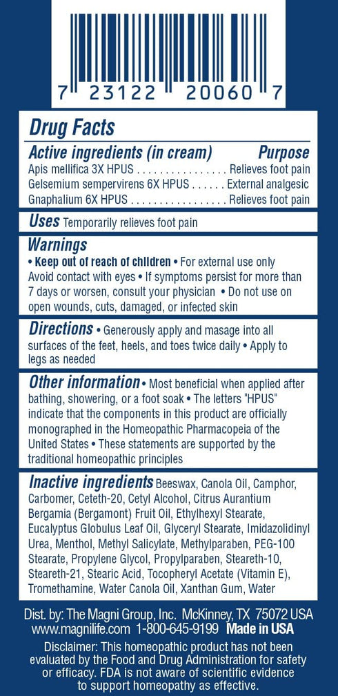MagniLife Pain Relieving Foot Cream, All-Natural Moisturizing Topical for Soreness, Burning, Tingling, 4oz Tube