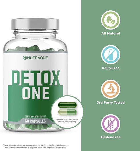 NutraOne DetoxOne 30 Day Extra Strength Detox Cleanse for Healthy Digestive Function and Weight Loss