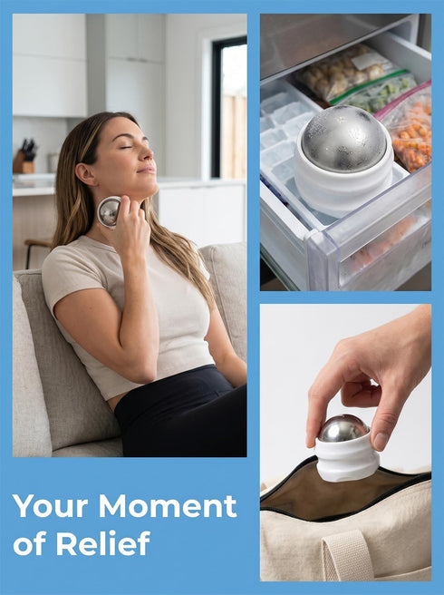 HMYILY Cold & Hot Massage Roller Ball, Ice Therapy Muscle Recovery Tool, Manual Deep Tissue Massager for Scalp Face