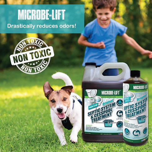 MICROBE-LIFT Septic Tank and Cesspool Treatment Enzymes - 32 Fl Oz (Pack of 2) - 6 Month Supply for Digestion of