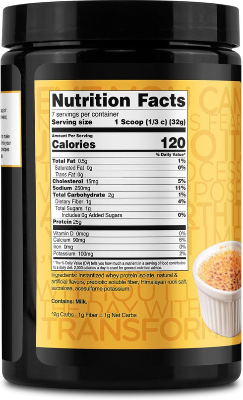 TransformHQ Whey Protein Isolate (WPI) Vanilla Creme Brulee Flavored 7 Servings - Performance Protein Powder
