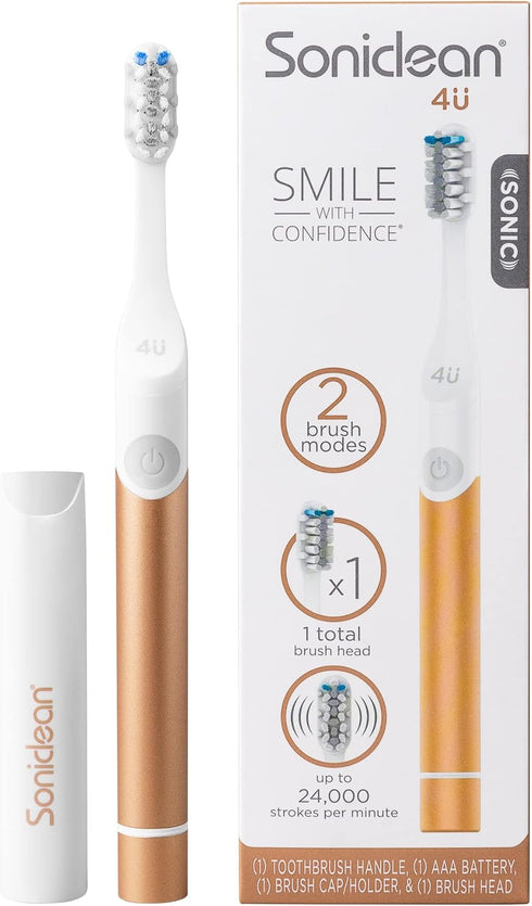 Soniclean 4U Sonic Electric Toothbrush for Adults, Bronze, Battery Powered, Unisex