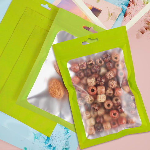 100 Pcs Resealable Mylar Bags with Clear Window, Foil Pouch Zipper Bags for Food Storage Supplies (7.08x10.24 inches,