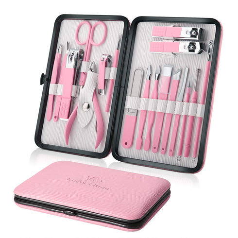 Professional Manicure Set, Nail Clippers Kit for Women, 18Pcs Stainless Steel Grooming
