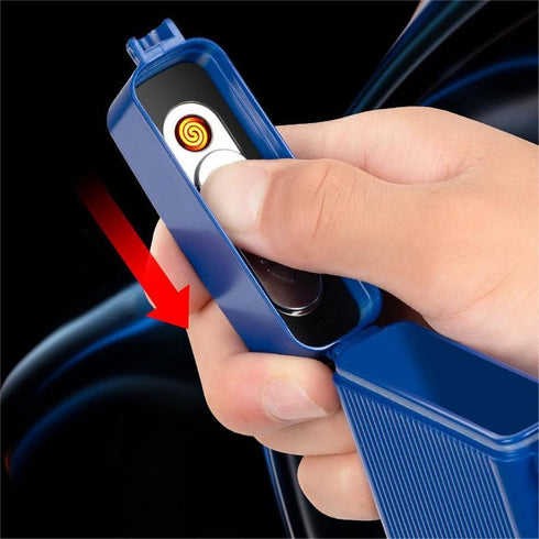 Waterproof Cigarette Case with Lighter, 16pcs Cigarettes Container Box, Airtight Joint Holder Cases Smell Proof (Black)