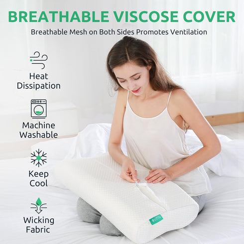 UTTU Cervical Memory Foam Pillow for Neck Strain Relief, Adjustable Orthopedic Sandwich Pillow, Queen