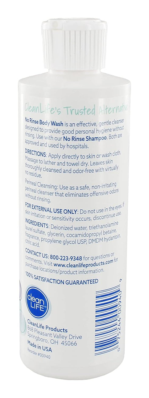 No-Rinse Body Bath, 8 fl oz - Leaves Skin Clean, Refreshed and Odor-Free, Rinse-Free Formula (Pack of 2) - Makes 8 Complete Baths Per Bottle