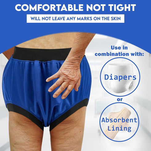 Menpol Adult Plastic Diaper Covers Waterproof, Leakproof Rubber Incontinence Pants Washable, High Waist Women Underwear