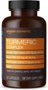 Amazon Elements Turmeric Complex, 316 mg Curcumin, 140 mg Ginger, 5 mg Black Pepper - 65 Capsules