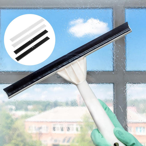 4Pcs Replacement Squeegee Rubber, 10.23'' Window Cleaning Scrubber Wiper for Glass and Shower Doors (Black+White)