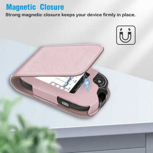 PU Leather Protective Case, Lightweight Shockproof Carrying Case for Freestyle Libre 3 2 / Libre Reader (Rose Gold)