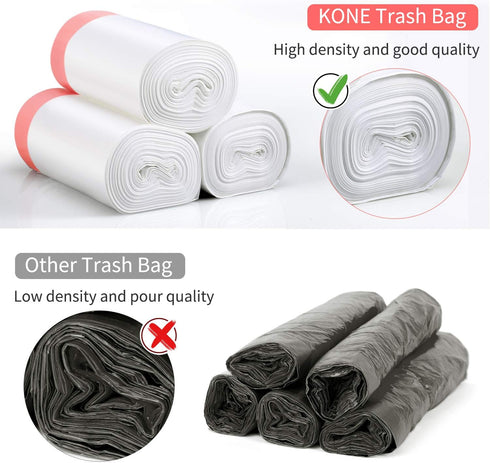 KONE Small Trash Bags | 192 Count | 4 Gallon Drawstring | Extra Thick Garbage Bags | Plastic Liners