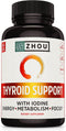 Zhou Thyroid Support Complex with Iodine, Energy & Brain Fog Support with Vitamin B12, 60 Capsules, Gluten-Free