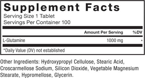 FORCE FACTOR L-Glutamine 1000mg Tablets, 100 Tablets, Muscle Recovery and Immunity Support