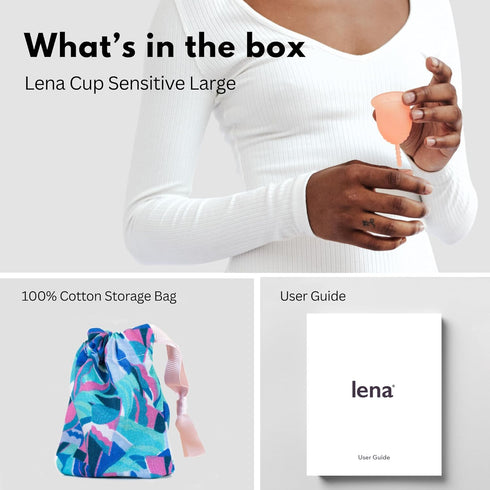 Lena Sensitive Menstrual Cup – Soft Reusable Period Cup, Alternative to Tampons, Period Underwear, and Pads, Large,