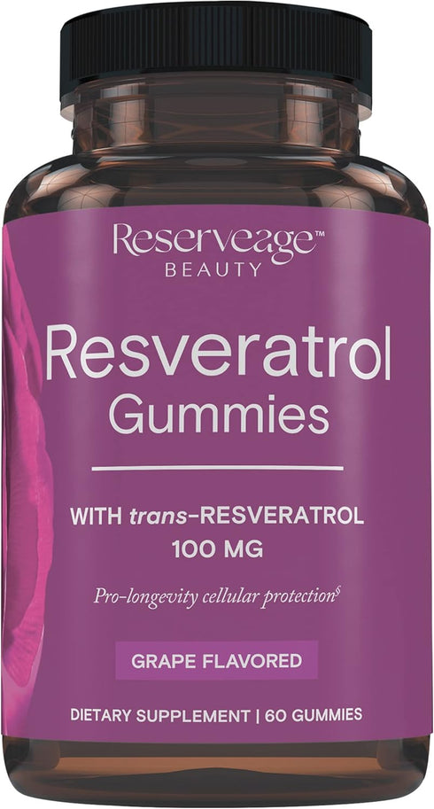 Reserveage Beauty - Resveratrol Gummies 100 mg | Antioxidant Supplement for Heart Health, Supports Healthy Aging, Vegan