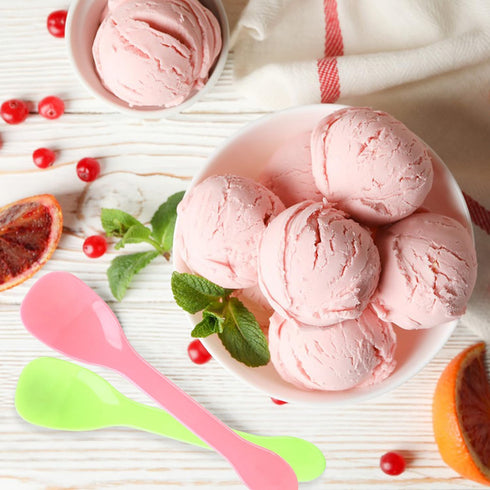 Hokeding 100PCS Tasting Spoons Ice Cream Dessert Taster Spoons Plastic Mini Spoons Disposable Dessert Spoons for Ice