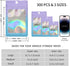 300 Pack Resealable Mylar Holographic Bags, Smell Proof Food Storage Pouches with Front Window, Pink to Blue