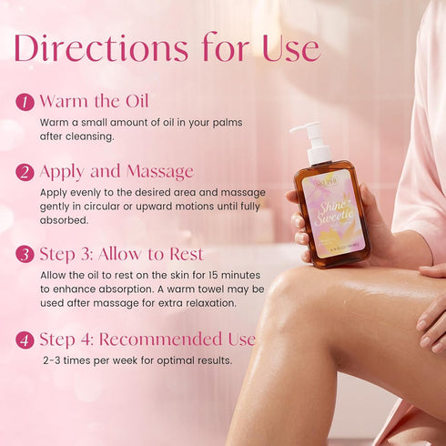 SKUPHI 6.76 Oz Body Oil for Massage, Lightweight Non Greasy Massage Oil for Relaxation & After Shower, Smooth Glide