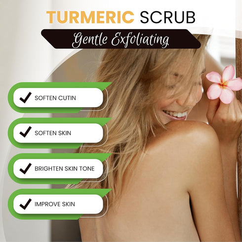 Turmeric Body Scrub - Handmade Natural Scrub for Body, Face, Hand, and Foot, Suitable for All Skin Types (7.8oz)