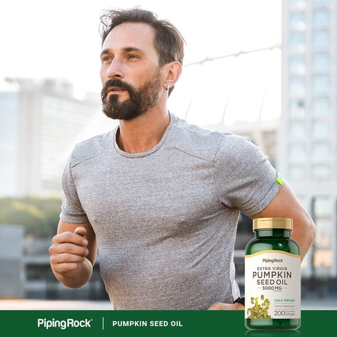 Piping Rock Pumpkin Seed Oil Capsules 3000mg, 200 Count, Cold Pressed Herbal Supplement, Non-GMO