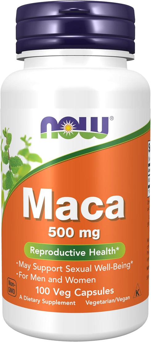 NOW Supplements Maca (Lepidium meyenii) 500 mg, Reproductive Health for Men and Women, 100 Veg Capsules